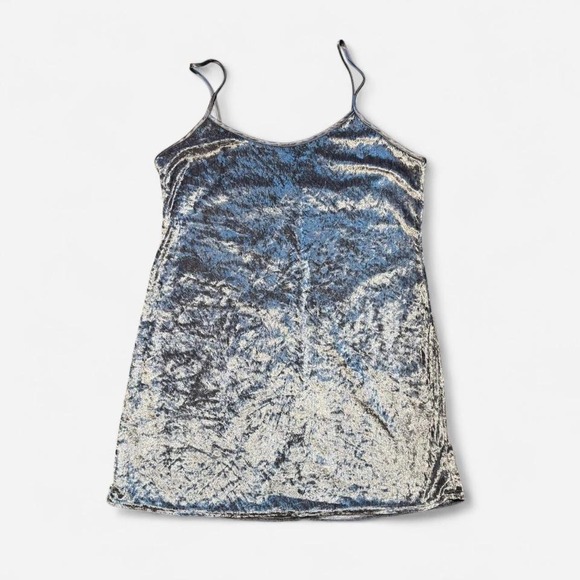 Secret Treasures Grey Crushed Velvet Slip Dress Size Small (Approx) - Picture 1 of 4